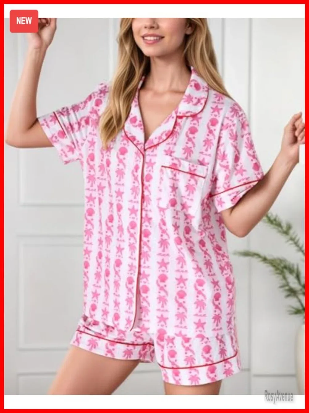 Women's Pajama Set Short Sleeve Top & Shorts Summer Matching Loungewear